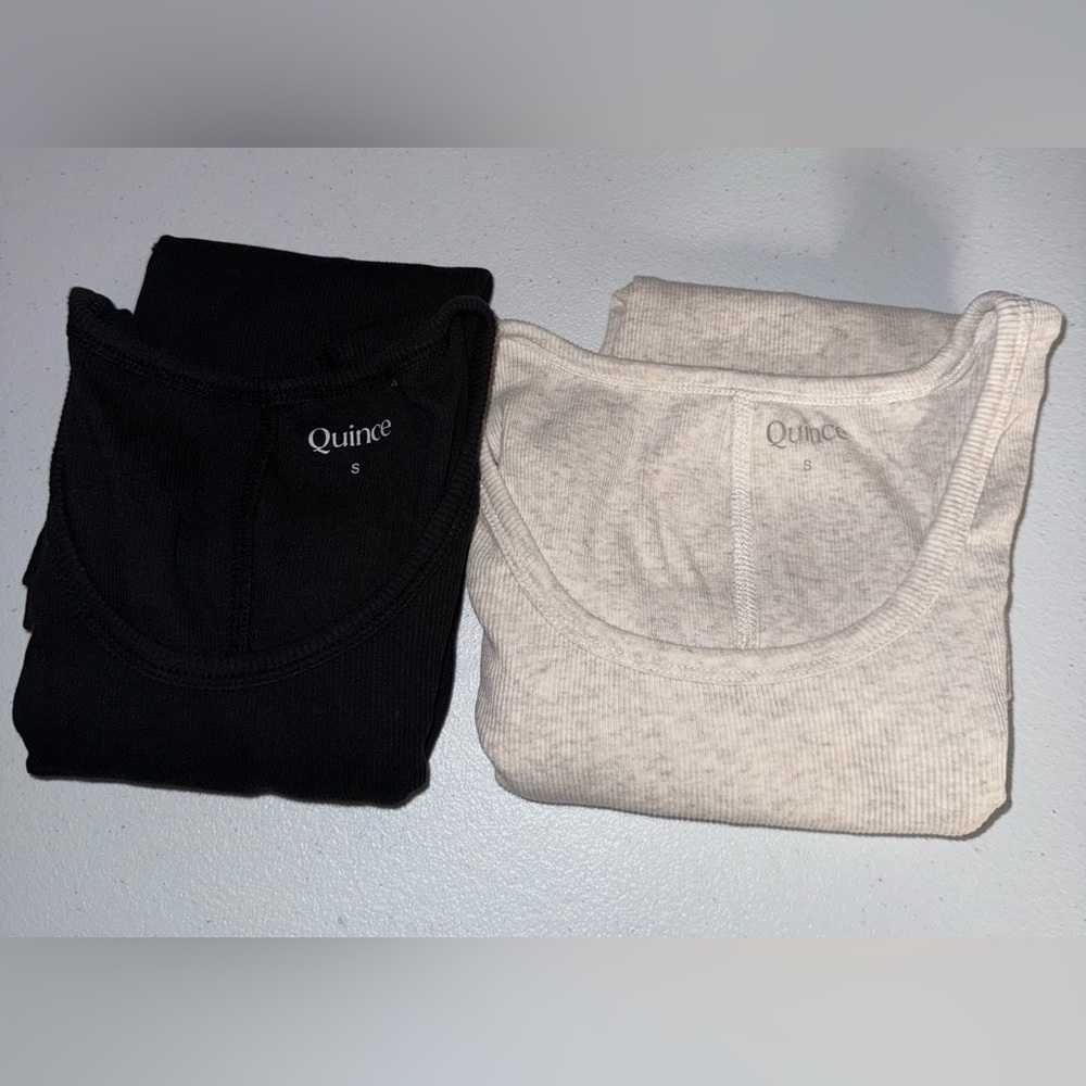 Bundle of 2 Quince Organic Cotton Micro-Rib Elbow Sleeve Tees Size S